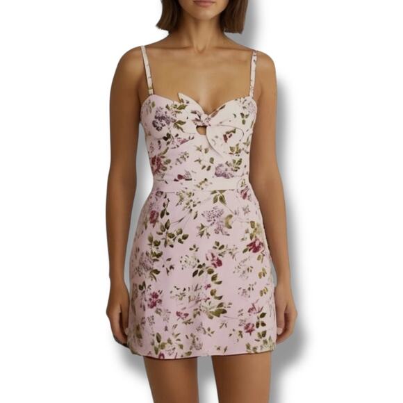 Reformation Size 6 Belize Mini Dress Lavender Floral Feminine Coquette Cottage - Picture 1 of 10
